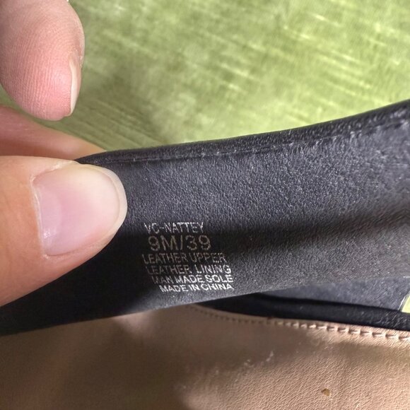 Vince Camuto Nattey Black Leather Peep-Toe Slingback Heels Size 9 Stiletto Heel - Picture 8 of 9